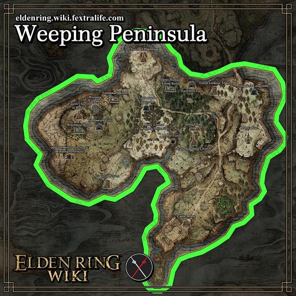 weeping peninsula location map elden ring wiki guide 600px